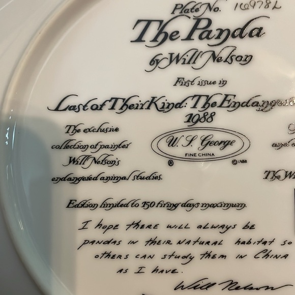 The Panda Will Nelson Vintage Last of Their Kind: The Endangered Species Plate - Picture 9 of 16